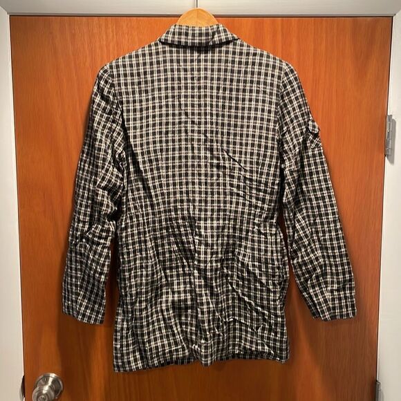 Vintage B&W Checkered Cotton/Linen Blazer - Picture 5 of 6
